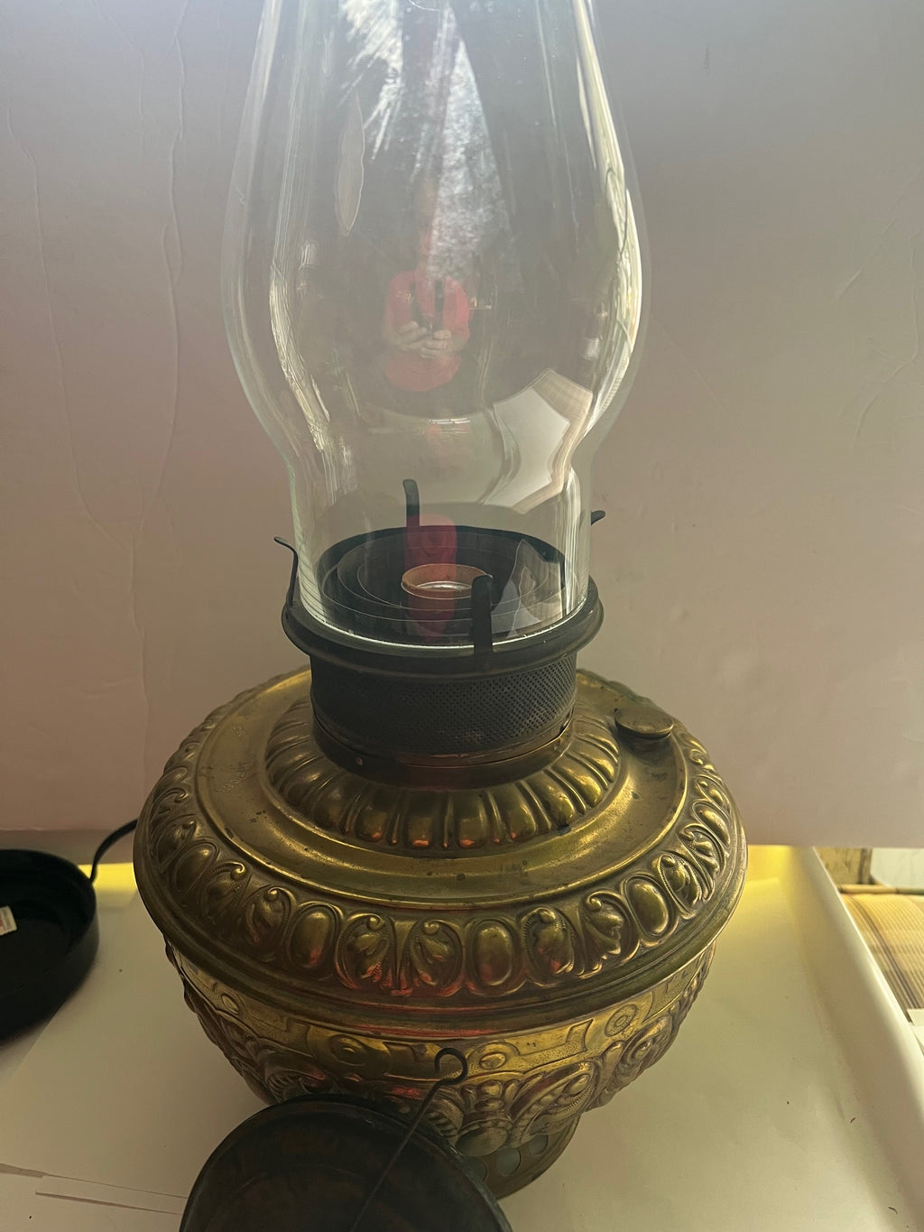 Antique 1887 "The Rochester" F. Meyrose & Co Ornate Brass Oil Lamp