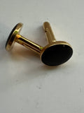 Vintage Black Onyx Cabochon Gold Tone Cuff Links