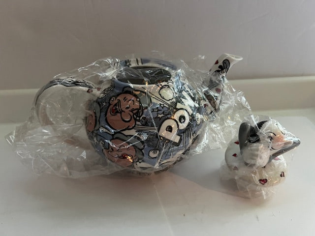Vintage Popeye & Olive Oyl Miniature Collectible Teapot - New in Wrapper
