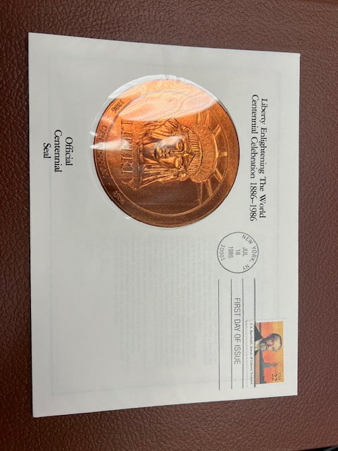 1985 First Day Cover - Statue of Liberty Centennial / Ellis Island with Official Centennial Seal