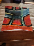 Crate & Barrel Fused Glass Square Platter - Made in Poland, 10.5"