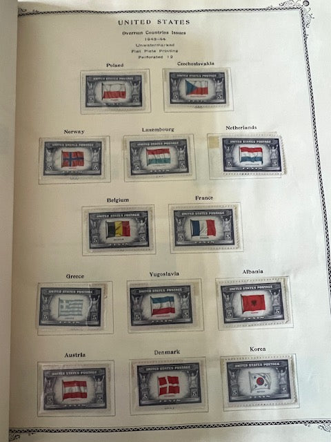 1943-1944 US Overrun Countries 5c Stamp Set on Album Page