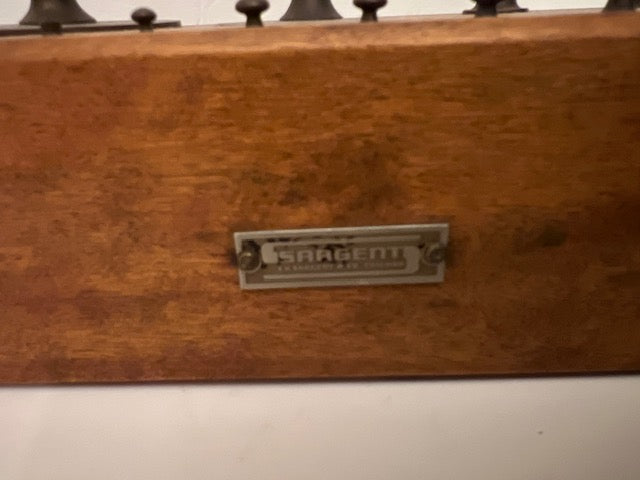 Vintage Sargent & Co. Brass Scale Weight Set in Wood Block