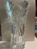 Vintage Heavy Cut Crystal Glass Vase - 11.5" Tall