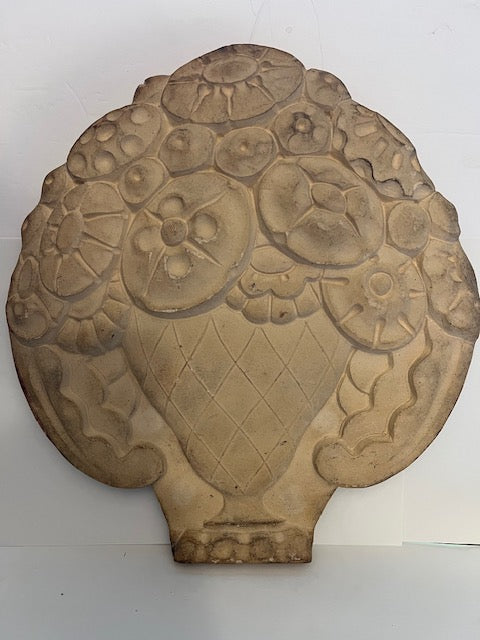 Antique Grueby / Pardee Unglazed Faience Architectural Tile - Floral Vase Motif