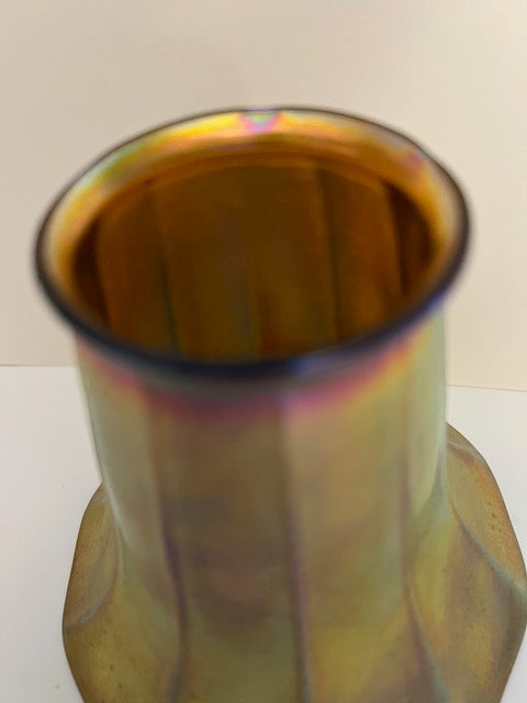 Antique Gold Aurene Iridescent Art Glass Lamp Shade - Attributed Tiffany/Steuben