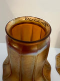 Pair of Signed Quetzal Gold Iridescent Art Glass Lamp Shades