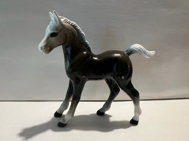 Vintage Hong Kong Toy Horse Figurine - Black & White Foal (Imperial?)