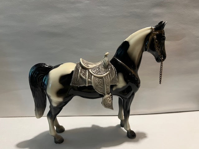 Vintage Breyer Western Pony Glossy Tobiano with Silver Saddle
