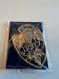 Rare Vintage Judaica Sterling Silver Wine Bottle Tag - Bezalel Work, Israel (Mint in Package)