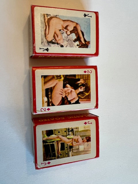 Vintage 1940s Mini Girlie Playing Cards - Set of 3 Decks