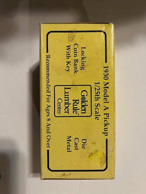 Golden Rule Lumber Center 1930 Model A Pickup Die-Cast Coin Bank with Key - 1/25 Scale First Edition