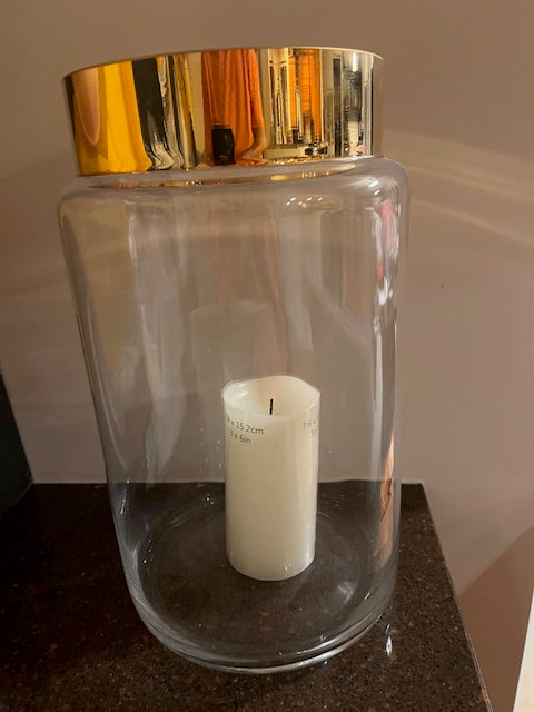 LSA International Hand-Blown Glass Vase with Gold Trim - Made in Poland