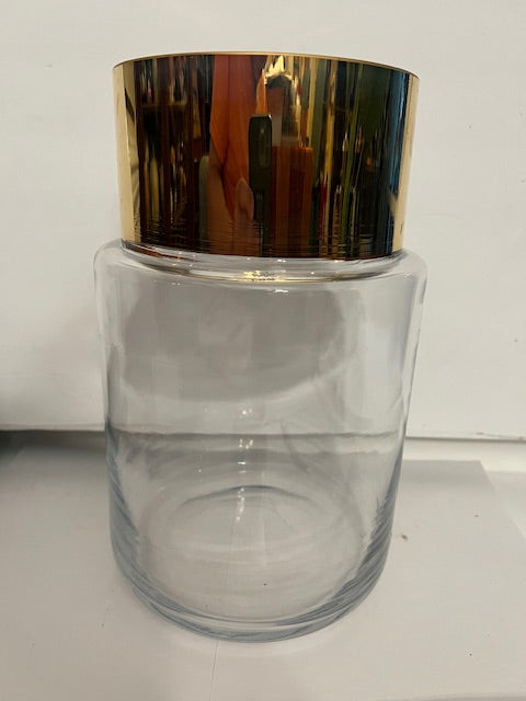 LSA of Poland Handblown Gold Trimmed Glass Vase - 8" H x 5" D