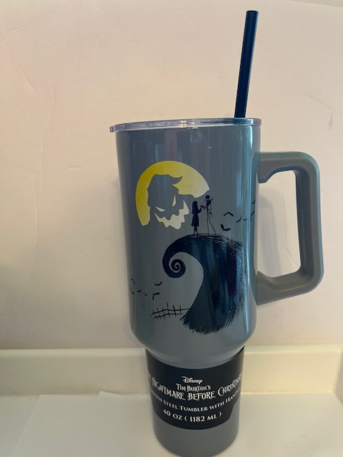 Silver Buffalo Nightmare Before Christmas 40 oz Thermal Tumbler with Straw