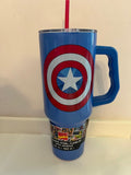 Captain America 40 oz Stainless Steel Tumbler with Handle and Straw - New