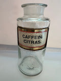 Vintage Apothecary Pharmacy Bottle - "CAFFEIN: CITRAS" Label Under Glass, YCC Logo