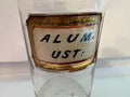 Antique Thompson Hand-Blown Apothecary Jar "Alum. Ust." with Metal Strainer