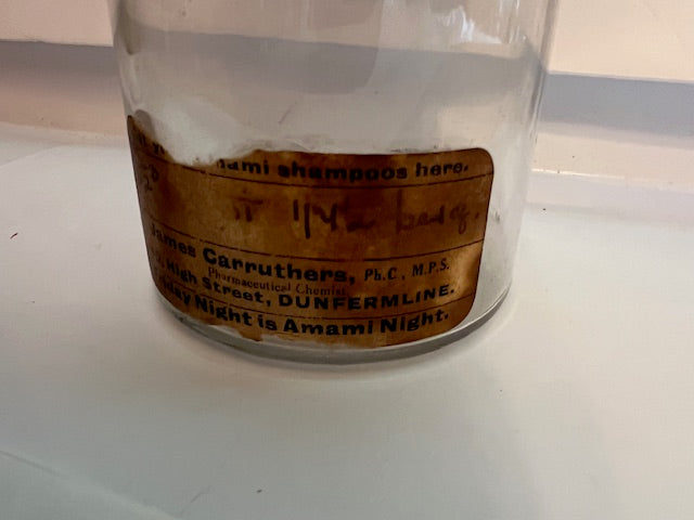 Vintage Apothecary Pharmacy Jar with Glass Stopper - "HYDR: OX: RUB:" Original Label
