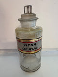 Vintage Apothecary Pharmacy Jar with Glass Stopper - "HYDR: OX: RUB:" Original Label