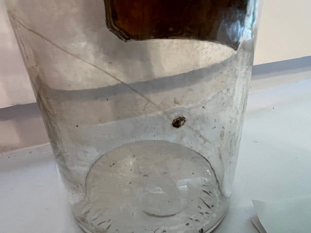 Rare Vintage Hand-Blown Apothecary Jar with Stopper - "P.P. Cubebae" Thompson Moon & Sun Mark