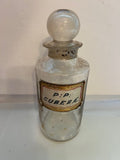 Rare Vintage Hand-Blown Apothecary Jar with Stopper - "P.P. Cubebae" Thompson Moon & Sun Mark