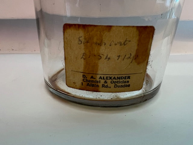 Antique Apothecary Bottle with Glass Stopper - Recessed Label 'Tinct: Scillae' - D.A. Alexander, Dundee