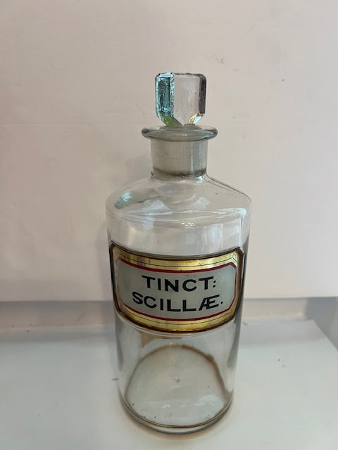 Antique Apothecary Bottle with Glass Stopper - Recessed Label 'Tinct: Scillae' - D.A. Alexander, Dundee