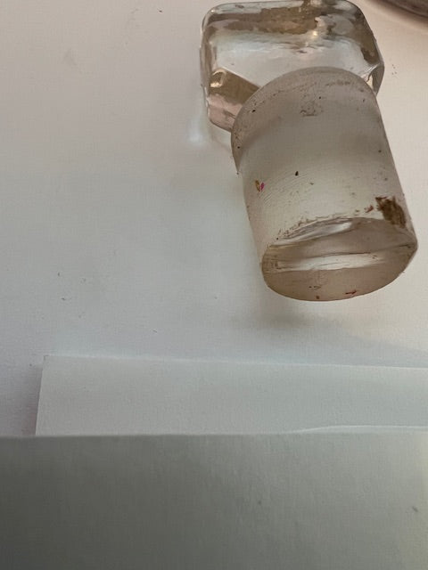 Antique Victorian Apothecary Bottle with Label Under Glass "OL. CARYOPH." (Clove Oil) & Stopper