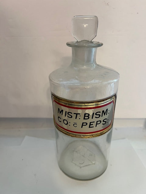 Rare Vintage 1920s York Glass Company Apothecary Jar with Stopper