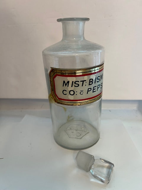 Rare Vintage 1920s York Glass Company Apothecary Jar with Stopper
