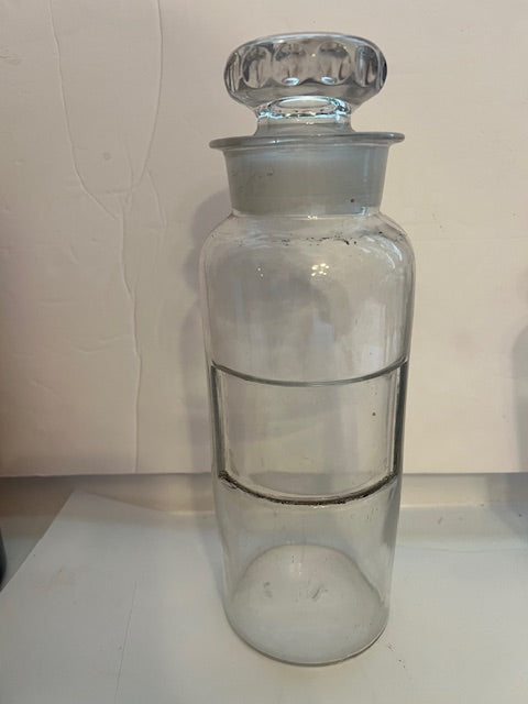 Antique 1890s Apothecary Pharmacy Jar with Fancy Stopper - No Label, 10.25" Tall