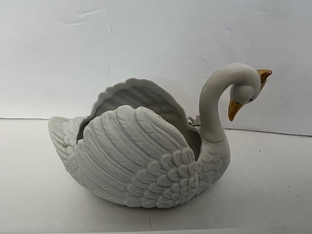 Vintage Ceramic Swan Ring Holder / Trinket Dish - Likely Capodimonte