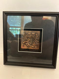 Kim Hong Do Korean Folk Painting Framed Copper Relief Plaque in Original Box