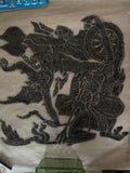 Vintage 1960s Thai Temple Rubbing \u2013 Woman on Chariot, 23" x 20.5"