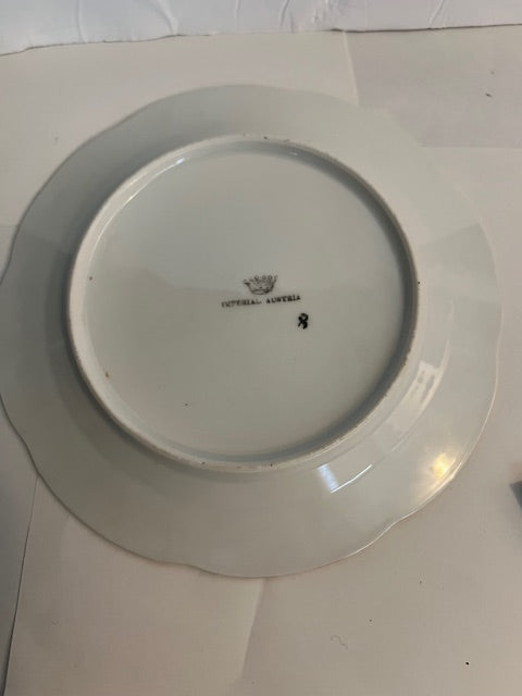 Antique Imperial Austria Bone China 7" Dessert Plate - Purple Violets & Gold Trim