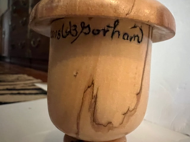 Hand-Turned Wood Birdhouse Ornament with Stand - Signed Gotham 1998