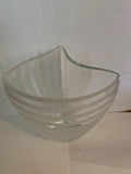 KROSNO Poland Etched Sandblasted Striped Glass Vase - 9.5" Tall, Mint