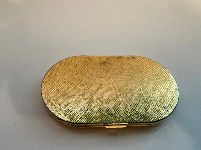 Vintage Rhinestone Compact Makeup Mirror - Copper Tone