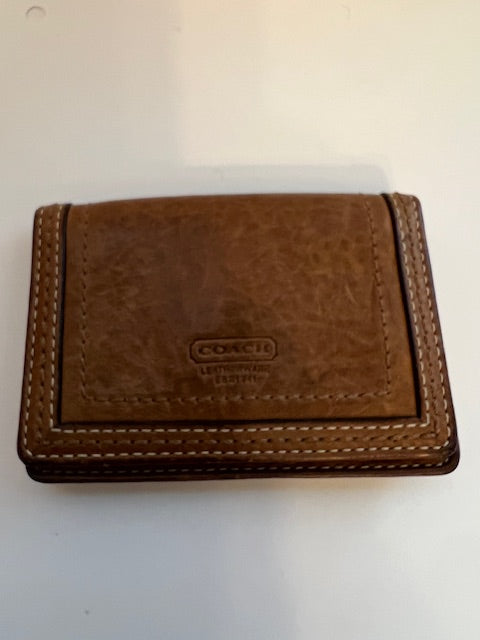 Vintage Coach Brown Leather Bifold Wallet / Card Case
