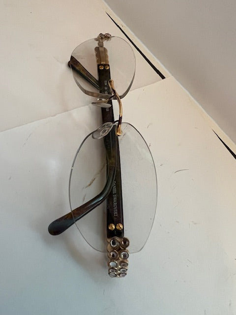 Vintage Daniel Swarovski Paris Rimless Crystal Eyeglasses with Case