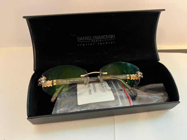 Vintage Daniel Swarovski Paris Rimless Crystal Eyeglasses with Case