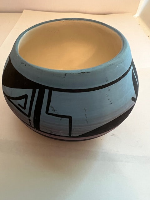 Ute Mountain Indian Pottery Hand-Painted Bowl, Signed by Inez Wing