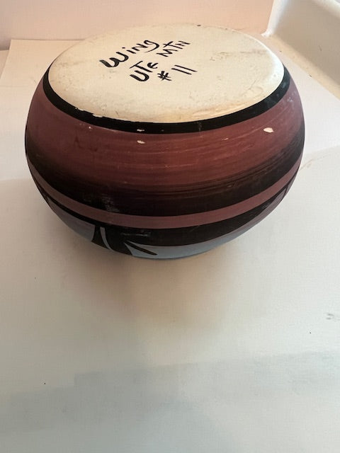 Ute Mountain Indian Pottery Hand-Painted Bowl, Signed by Inez Wing