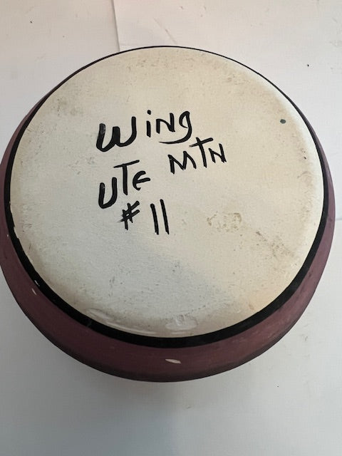 Ute Mountain Indian Pottery Hand-Painted Bowl, Signed by Inez Wing