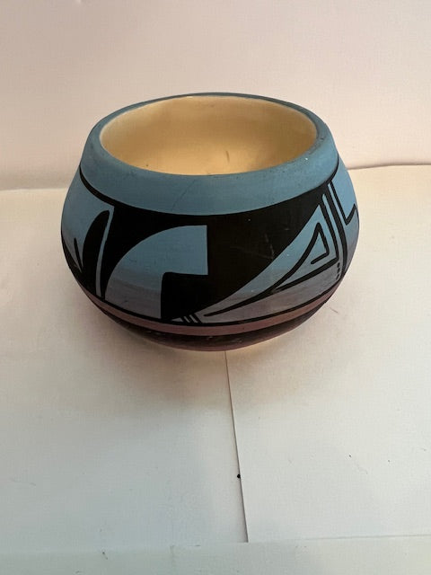 Ute Mountain Indian Pottery Hand-Painted Bowl, Signed by Inez Wing