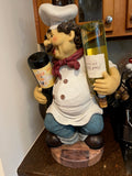 Chef Bar Man Wine Bottle Holder Statue - Holds 2 Bottles