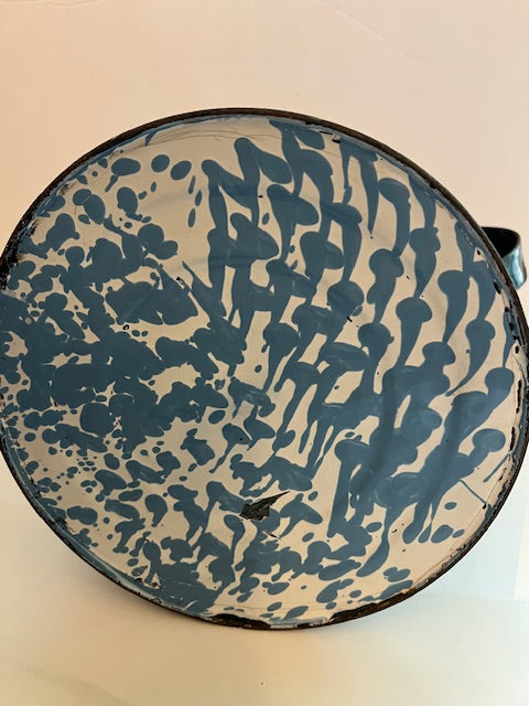 Antique Blue & White Swirl Graniteware Splatterware 2-Gallon Coffee Pot with Lid