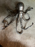Octopus Sculpture in Aged Pewter Finish - Resin Nautical Decor