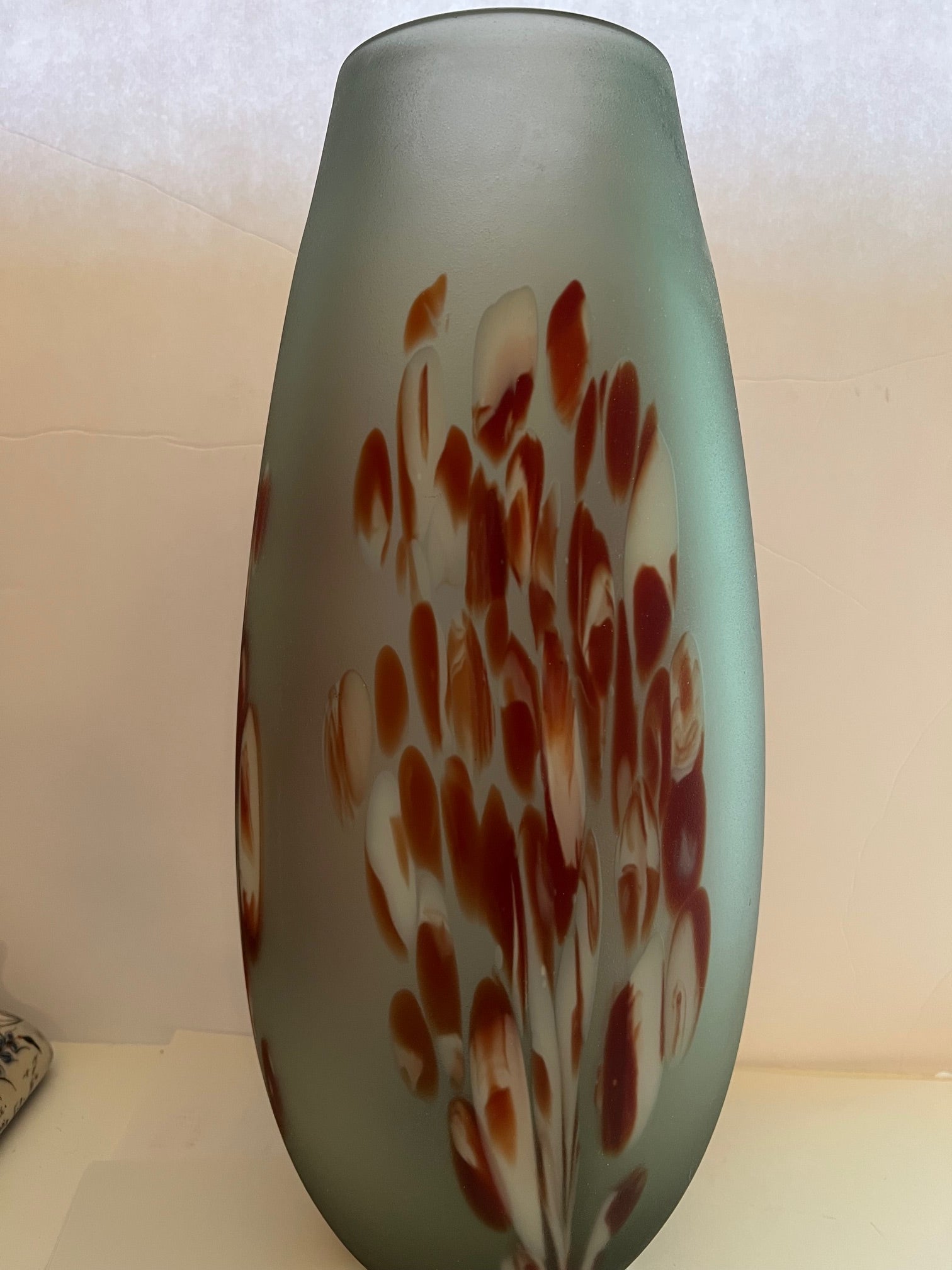 Red Barrel Studio Handblown Frosted Art Glass Vase, 17" Tall